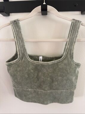 Zenana Sage Ribbed Square-Neck Brami